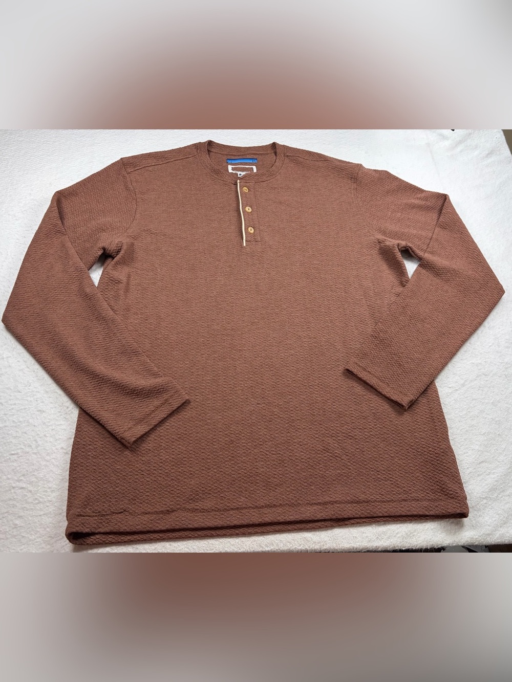 3BIRD Wyoming Henley Shirt Men's Size‎ 2XL Brown Waffle Textured NWOT